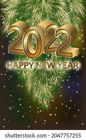 Happy New 2022 year golden banner, vector illustration