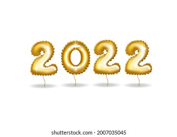 Happy New 2022 Year. Holiday vector illustration of Golden numbers