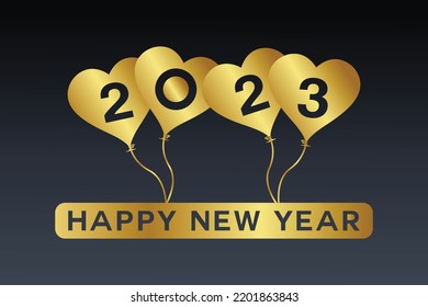 Happy new 2023 year Elegant gold text with light
