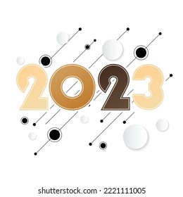 Frohes neues 2023 Jahr elegantes Design, Vektorgrafik des Farblogos