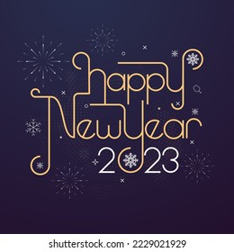 Happy New 2023 Year elegant design vector illustration of color logo