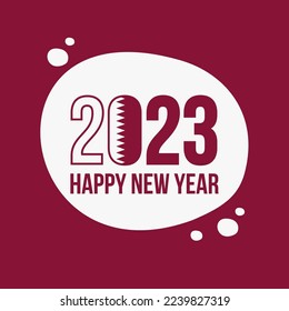 Happy New 2023 Year with flag of Qatar. Suitable for greeting card, poster and banner.