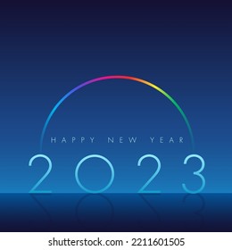 Happy New 2023 Year! Minimalistic illustration of a rainbow