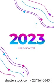 Happy New 2023 Year! 2023 typography logo design concept. Happy new year 2023 logo design. Minimalistic trendy backgrounds for branding, banner, cover, card