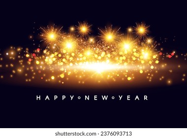 Happy New 2024 Year celebration poster template with light effect.