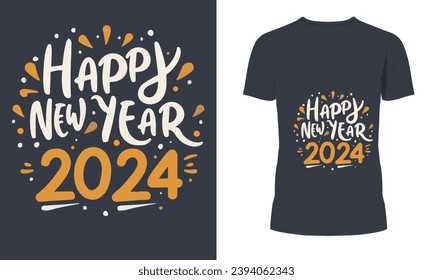 Feliz Nuevo diseño de camisetas 2024 Año 2024 Feliz diseño de camisetas de Año Nuevo.