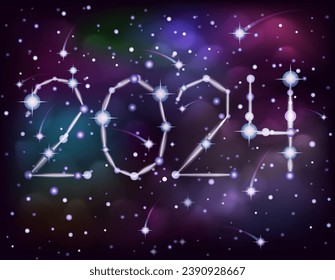 Happy New 2024 year vip card night sky and star, vector illustration