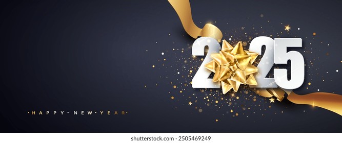 Happy New 2025 Year Poster. Christmas and Winter Holiday Theme