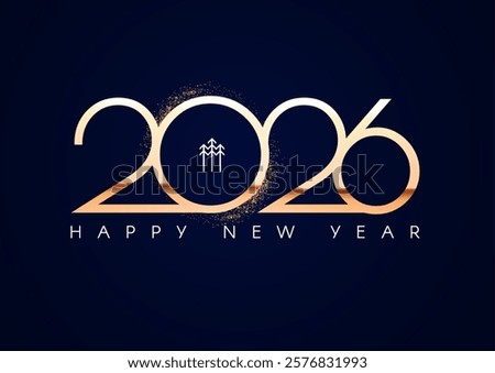 Happy new 2026 year Elegant gold text with light. Minimal text template