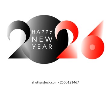 Happy New 2026 Year minimal text design isolated on white. Banner, poster, header and card template.
