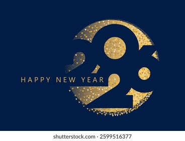 Happy New 2026 Year minimal text design isolated on blue. Banner, poster, header and card template.