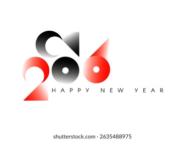 Happy New 2026 Year minimal text design isolated on white. Banner, poster, header and card template.