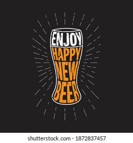 Happy New Beer vector typography illustration 