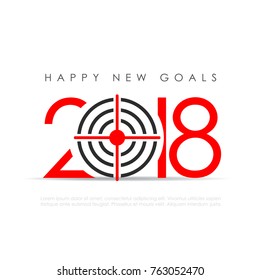 Happy new goals 2018 greeting card  vector illustration isolated on white background