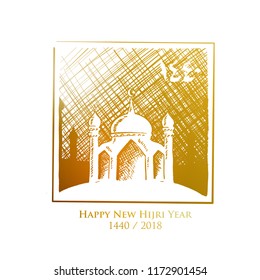 Happy New Hijri Islamic year 1440, September 2018. Happy new year for all Muslim community. Vector of Islamic Illustration Background .