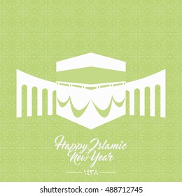 happy new Hijri year 1438, happy new year for all Muslim community. Happy Islamic New Year. Vector Illustration. Suitable for greeting card, poster and banner.