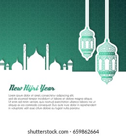 Happy New Hijri Year, Happy New Year for all Muslim Community. Islamic New Year Vector Template. Vector Illustration. Great for greeting card, poster and banner.
