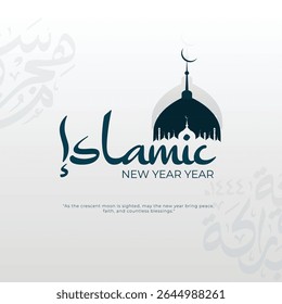 Feliz ano islâmico novo, caligrafia árabe. Cartão de saudação de Ano Novo Islâmico. translate from Arabic: happy new Hijri year
