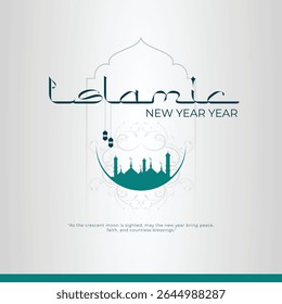 Happy new Hijri year , Arabic calligraphy. Islamic new year greeting card. translate from Arabic: happy new Hijri year
