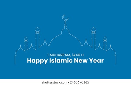 Happy new Hijri year background design. Islamic new year greeting card. Minimalist Islamic holiday celebration. Vector illustration