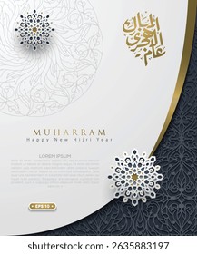 Happy New Hijri Year Greeting Card Islamic Floral Pattern Background Vector Design With Beautiful Arabic calligraphy For Banner, card, Cover etc. Translation Of Text: EVERY YEAR IN GOOD CONDITION
