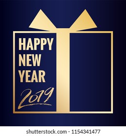 Happy new uear post with nice lettering 2019 in gold color