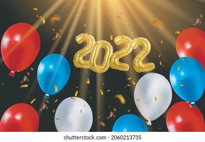 Happy new yae vector illustration - Golden foil confetti and balloons. Vector EPS 10
