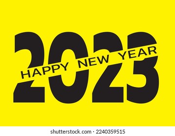 happy new yaer 2023 black text on yellow background vector eps10