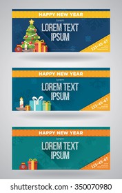 Happy New Year 20 16 celebration poster, banner, brochure or invitation with stylish text on decorative hanging decorations with christmas tree and gifts and snow.