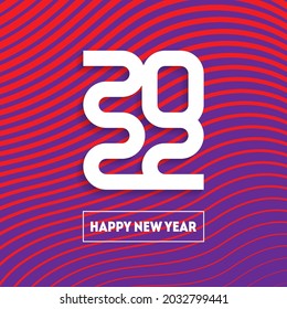 Happy New Year 20 22. Brochure design template. Cover of business diary for 2022. Vector greeting card with modern halftone gradient.