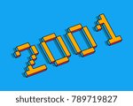 Happy new year 2001 isometric text design - vector illustration