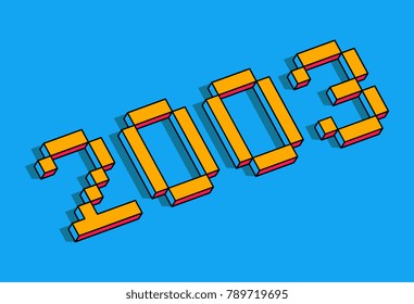 Happy new year 2003 isometric text design - vector illustration