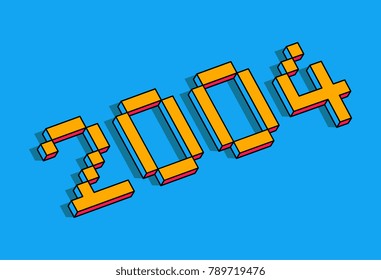 Happy new year 2004 isometric text design - vector illustration