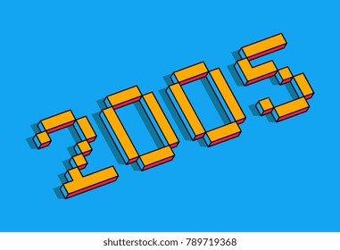 Happy new year 2005 isometric text design - vector illustration