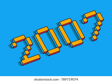 Happy new year 2007 isometric text design - vector illustration