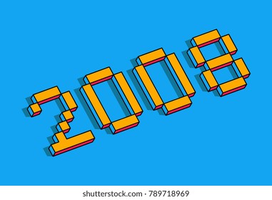 Happy new year 2008 isometric text design - vector illustration