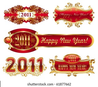 Happy new year 2011 - golden vector ornate frames