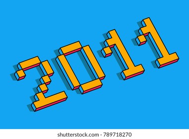 Happy new year 2011 isometric text design - vector illustration