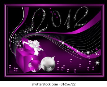 Happy New Year 2012 background silver and violet