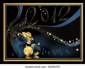Feliz Año Nuevo 2012 fondo, azul y oro