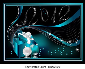 Happy New Year 2012 background, silver and blue