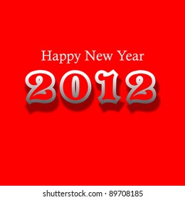 Feliz año nuevo 2012 Plantilla de diseño de año nuevo en color rojo, sombra gris y sombra roja oscura para ocasiones.