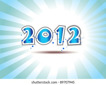 Happy new year 2012  message applique vector design with blue presentation & violet dots.