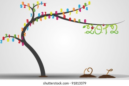 Happy new year 2012 with tree number.