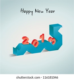 Happy New Year 2013 card. 3D snake and numbers