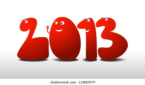 Happy New Year 2013, cartoon illustration