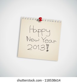 Happy New Year 2013 Note Paper Vector