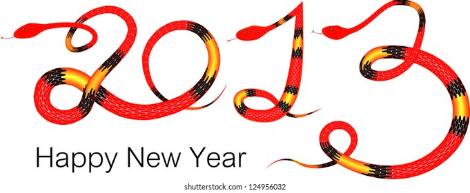 happy new year 2013, the year of snake on white background. raster also available.