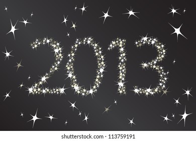 Happy New Year 2013. Starry night sky