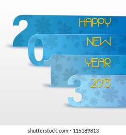 Happy New Year 2013 Happy new year's eve with snow icon, blue on white